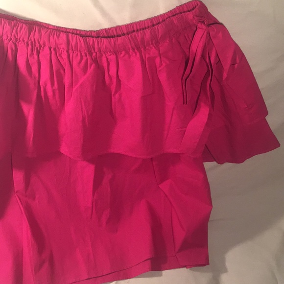 Ann Taylor Tops - Ann Taylor Magenta Off-Shoulder Cotton Blouse.1858